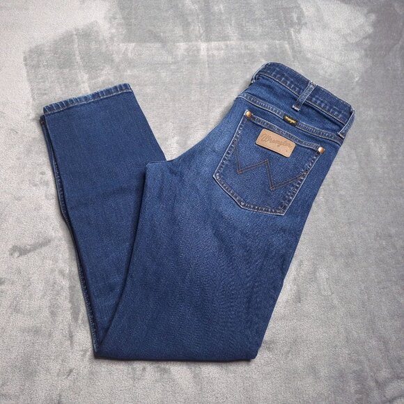 Wrangler Mens Straight Leg 11MWZ Slim Fit Jeans 31x29 Dark Wash Altered - Picture 1 of 9